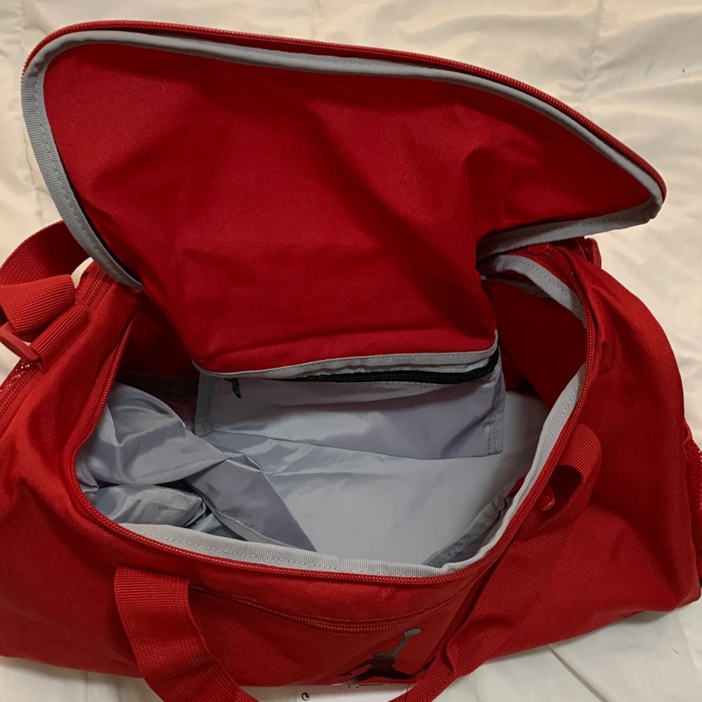 Nike Red Duffel Bag with Gray Accents